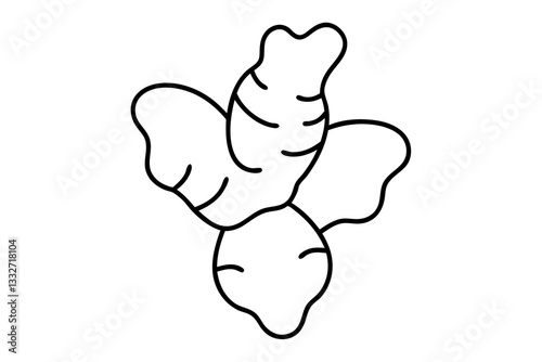 Ginger Root Rhizome Seasoning Herb Flat Vector Icon

