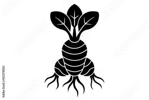 Ginger Root Rhizome Seasoning Herb Flat Vector Icon

