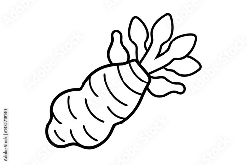 Ginger Root Rhizome Seasoning Herb Flat Vector Icon

