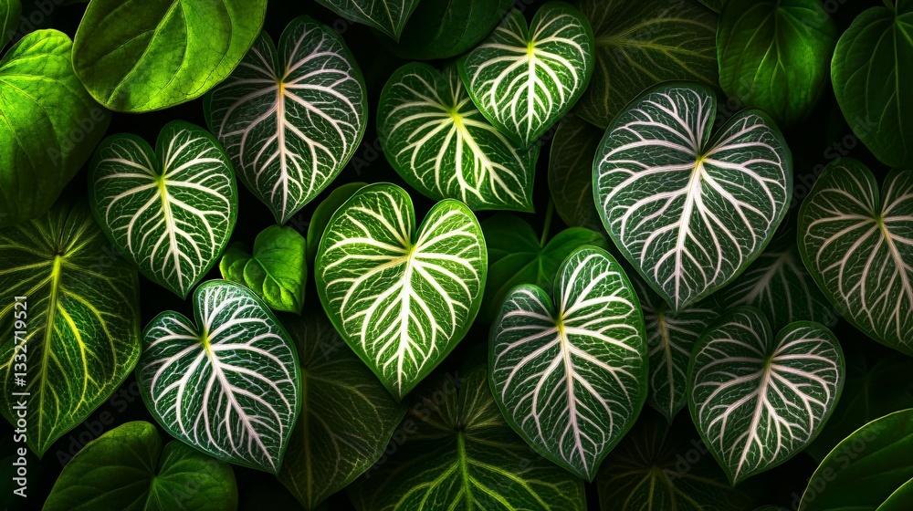 Naklejka premium A Collection of Various Green Heart Shaped Leaves Together