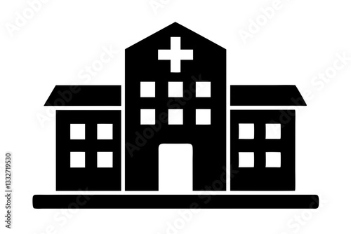 "Hospital Building Icon - Emergency & Urgent Care Flat Design"


