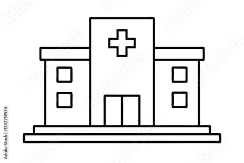 "Hospital Building Icon - Emergency & Urgent Care Flat Design"

