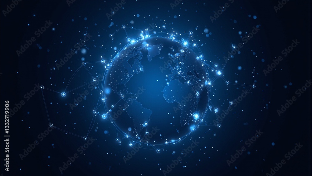 Digital globe with glowing connections representing global business and networking Digital globe with glowing connections representing global business and networking