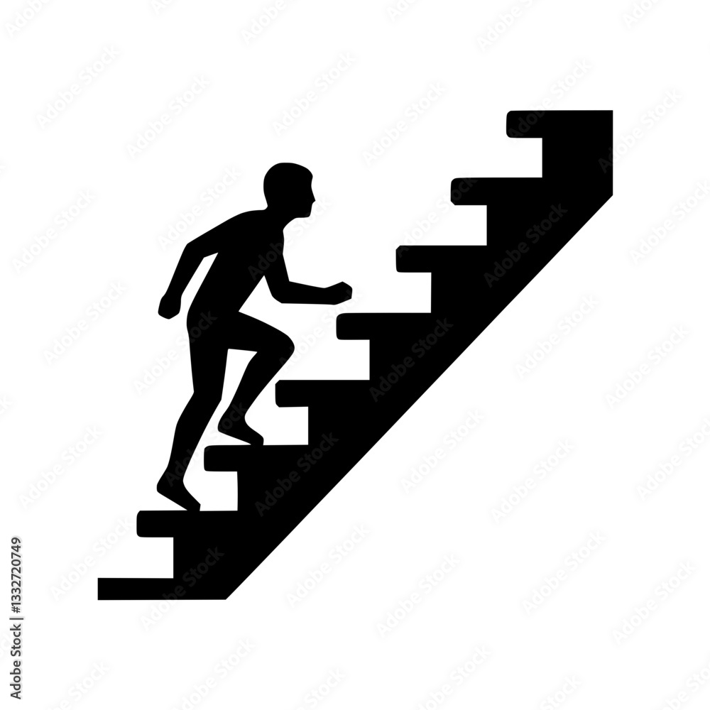 Silhouette icon of a person climbing stairs on transparent background Silhouette icon of a person climbing stairs on transparent background