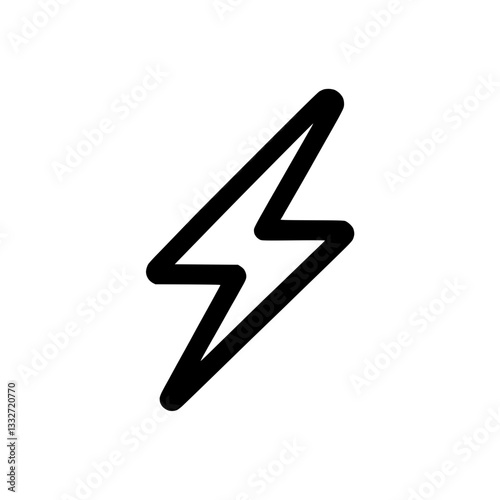 Outline icon of a lightning bolt on transparent background