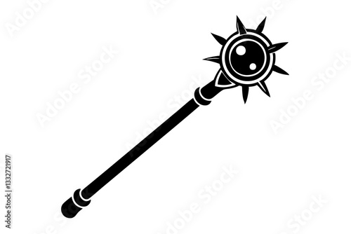 "Magic Wand Scepter with Orb Flat Vector Icon for Web and Design"

