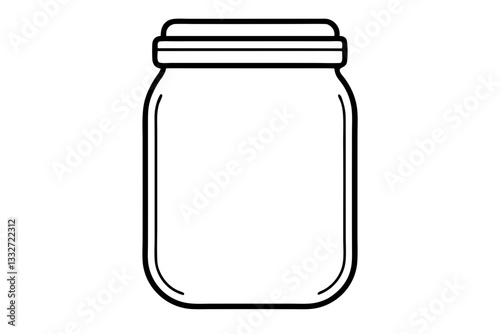 Mason Jar Glass Container Icon, Line Art Glass Jar Illustration, Vintage Jar Vector, Jar with Lid Icon, Storage Container SVG