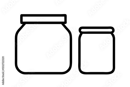Mason Jar Glass Container Icon, Line Art Glass Jar Illustration, Vintage Jar Vector, Jar with Lid Icon, Storage Container SVG