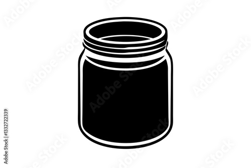 Mason Jar Glass Container Icon, Line Art Glass Jar Illustration, Vintage Jar Vector, Jar with Lid Icon, Storage Container SVG
