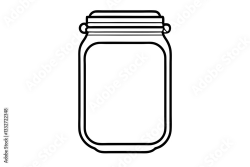 Mason Jar Glass Container Icon, Line Art Glass Jar Illustration, Vintage Jar Vector, Jar with Lid Icon, Storage Container SVG