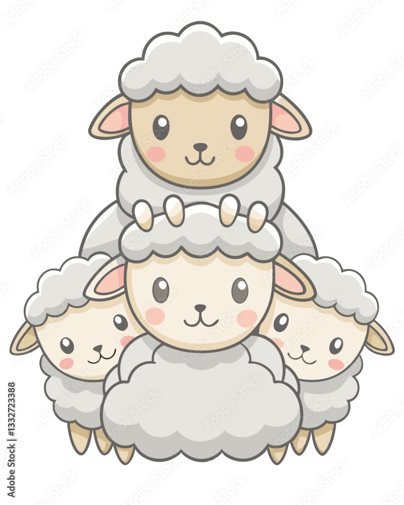 Adorable cartoon sheep stacked on top of each other, featuring a kawaii farm animal illustration in a relaxing and playful design.
Adorable cartoon sheep stacked on top of each other, featuring a kawaii farm animal illustration in a relaxing and playful design.