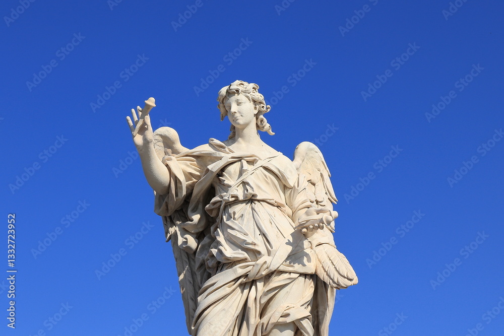 Angel with the Nails Statue Close Up at Ponte Sant'Angelo Bridge in Rome, Italy Angel with the Nails Statue Close Up at Ponte Sant'Angelo Bridge in Rome, Italy
