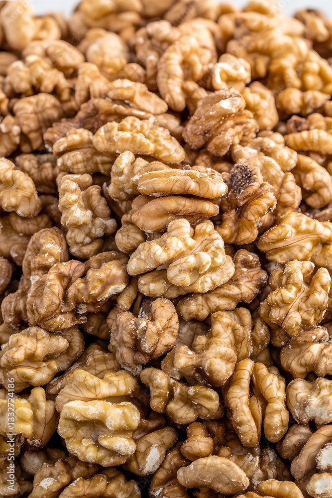 Close-up of Many Shelled Walnuts Background Texture Close-up of Many Shelled Walnuts Background Texture