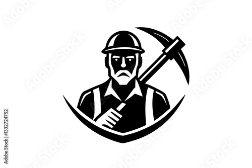 Mining Resources with Pickaxe Icon, Pick Axe Line Art, Mineral Extraction Symbol, Mining Industry Illustration, Resource Mining SVG
