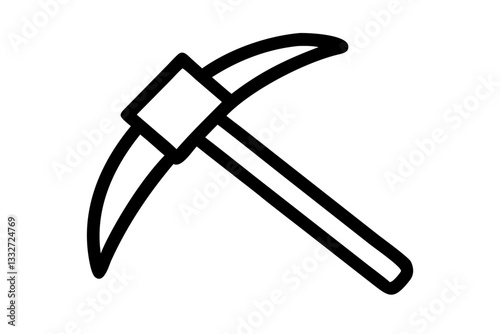 Mining Resources with Pickaxe Icon, Pick Axe Line Art, Mineral Extraction Symbol, Mining Industry Illustration, Resource Mining SVG