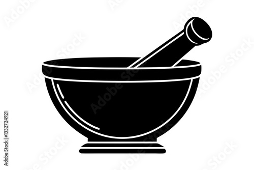 Mortar and Pestle Icon, Pharmacy Flat Vector, Herbal Medicine Symbol, Apothecary Icon for Apps, Pharmacy Equipment SVG