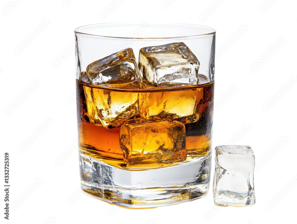 Isolated Whiskey with Ice Isolated Whiskey with Ice
