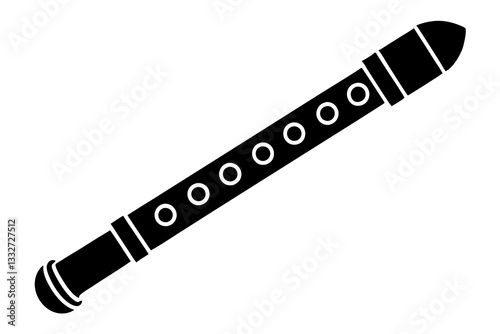 Recorder Flute Musical Instrument Flat Vector Icon


