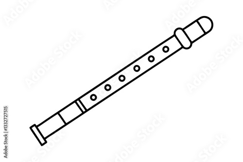 Recorder Flute Musical Instrument Flat Vector Icon

