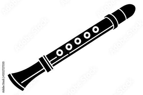 Recorder Flute Musical Instrument Flat Vector Icon

