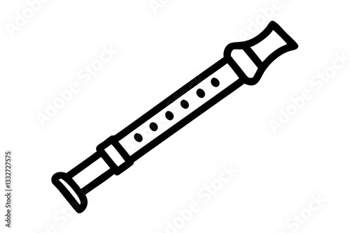 Recorder Flute Musical Instrument Flat Vector Icon

