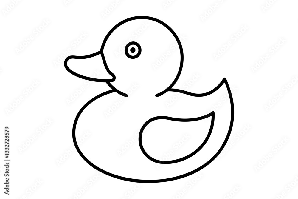 Rubber Duck Ducky Bath Toy Line Art Icon for App

