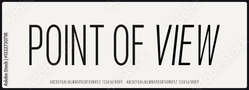 condensed sans serif vector font. Simple, modern, and minimalist typography. Alphabet with uppercase and number, regular and italic style.