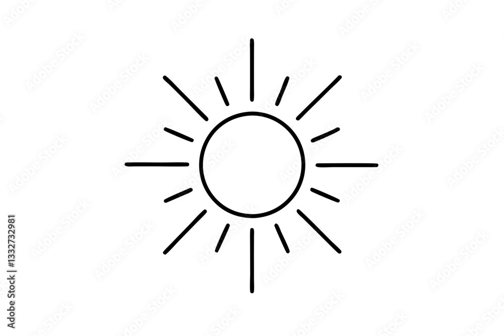 Sun or Screen Brightness Sun Line Art Icon for App

