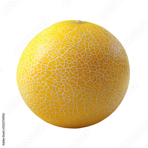Ripe Yellow Honeydew Melon, Sweet Summer Fruit, Isolated Black Background