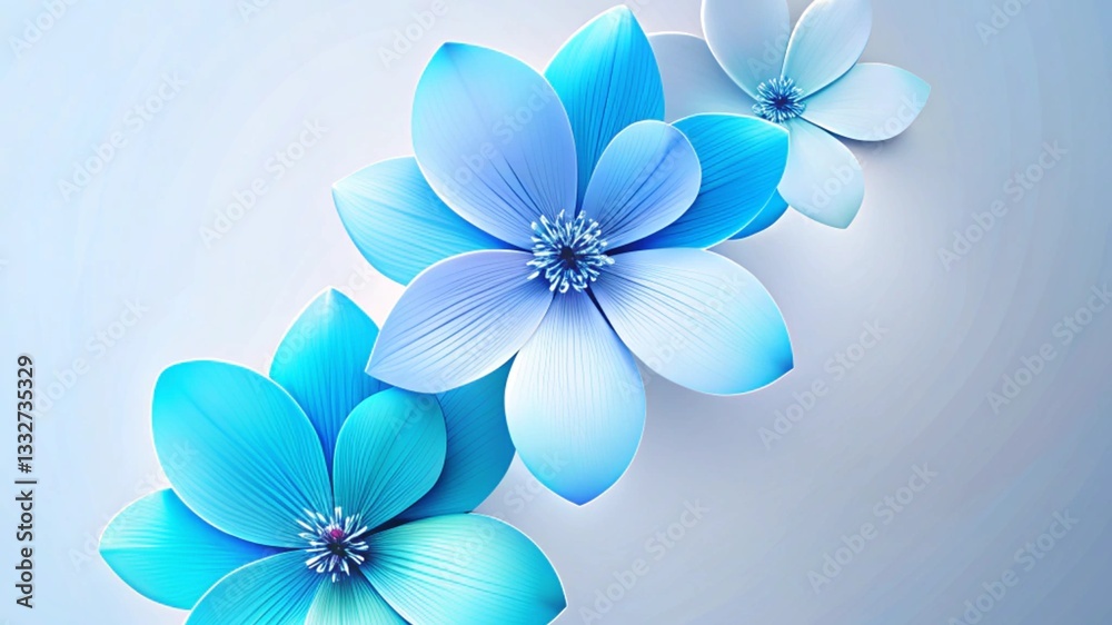 Harmony in Blue- Elegant Flowers on a Soft Background