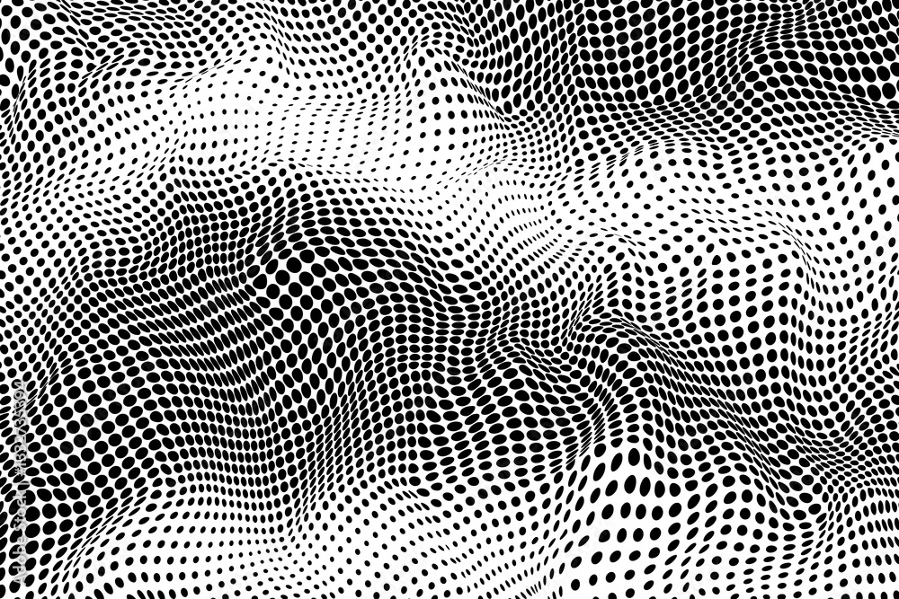 Black halftone dots creating a wavy, textured pattern