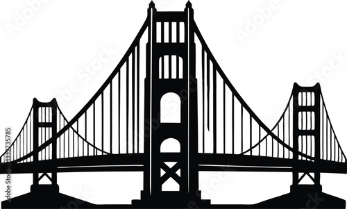 Golden gate bridge silhouette vector, Bridge silhouette vector