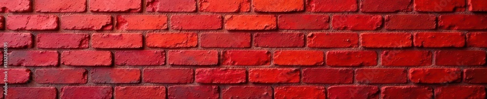 Obraz premium Rustic red brick wall texture, wide angle view , old brick, grunge