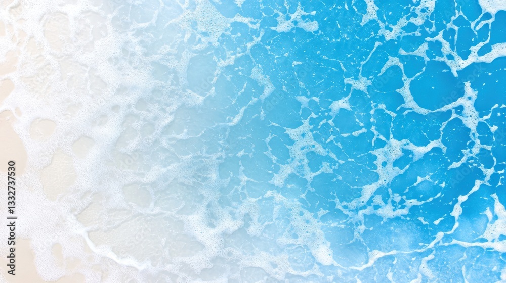 Obraz premium Ocean Waves, Serenity at the Beach, Soft Blue and White Hues