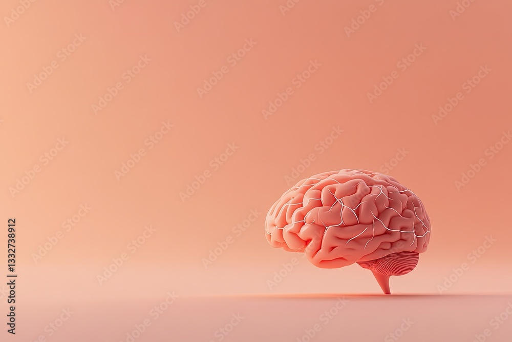 minimalistic flat design illustration of human brain depicted with interconnected neural pathways set against spacious minimalistic flat design illustration of human brain depicted with interconnected neural pathways set against spacious