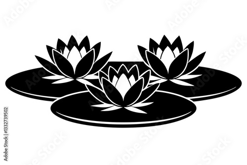 "Water Lilies and Lily Pads Icon – Flat Vector Design for Apps"

