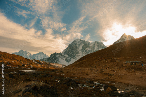 sunset mountain landscape in the Himalayas