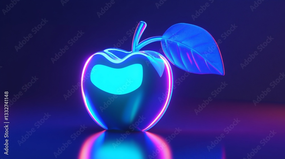 Obraz premium Shiny, glowing apple with neon colors