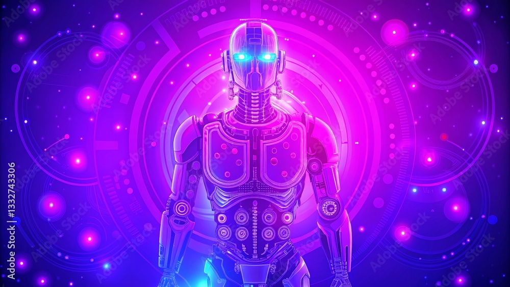 Futuristic Robot Design Featuring a Vibrant Gradient Color Scheme for a Modern and Dynamic Look
