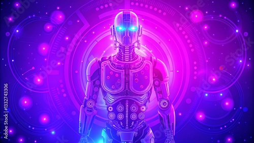 Obraz na płótnie Futuristic Robot Design Featuring a Vibrant Gradient Color Scheme for a Modern and Dynamic Look w salonie