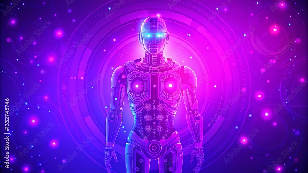 Futuristic Robot Design Featuring a Vibrant Gradient Color Scheme for a Modern and Dynamic Look