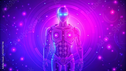 Obraz na płótnie Futuristic Robot Design Featuring a Vibrant Gradient Color Scheme for a Modern and Dynamic Look w salonie