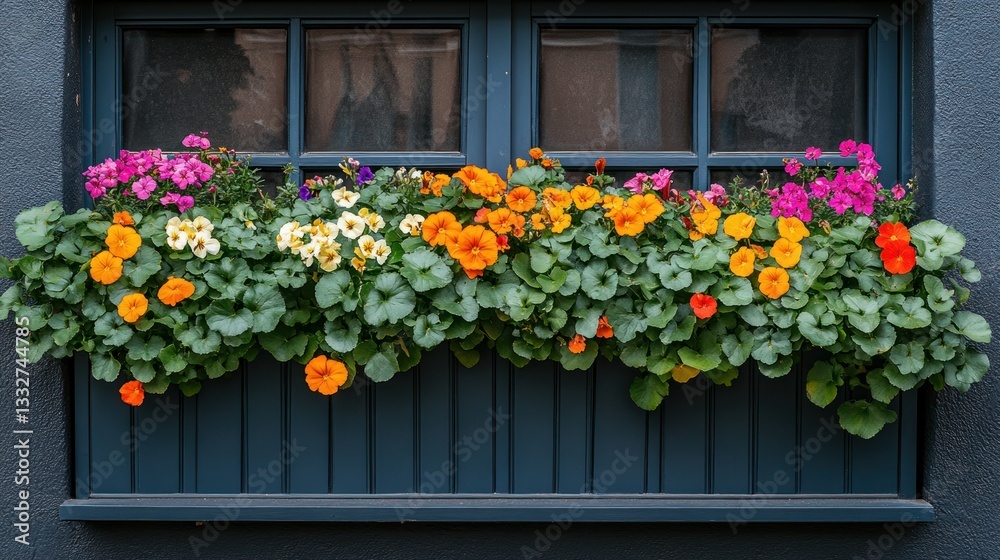 Fototapeta premium Vibrant floral display in a window box