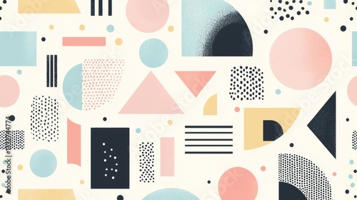 Abstract Geometric Pattern Seamless Design Pastel Colors Shapes Textures