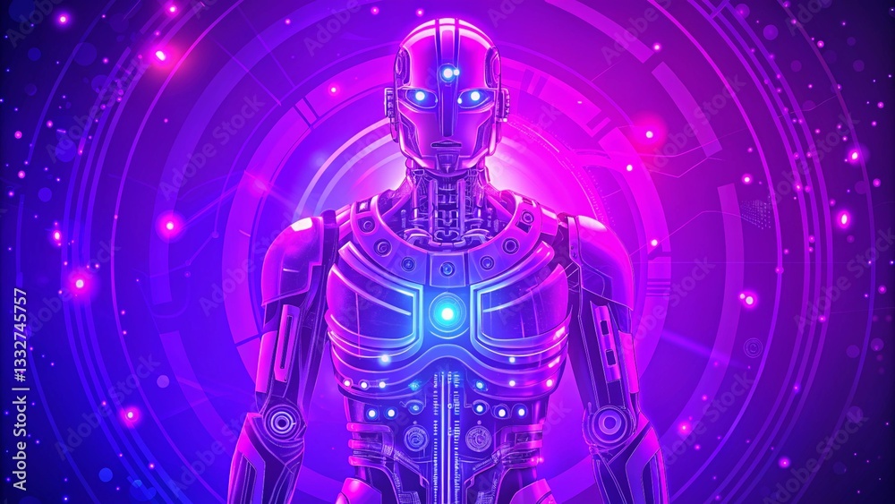 Futuristic Robot Design Featuring a Vibrant Gradient Color Scheme for a Modern and Dynamic Look