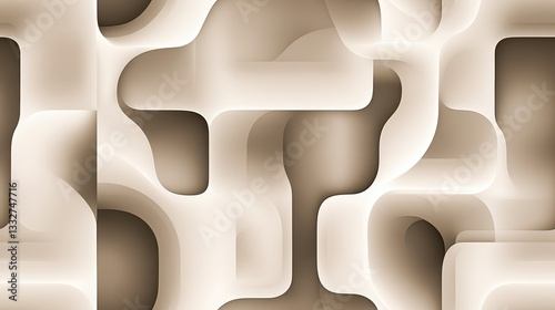 Abstract seamless pattern with offset rectangular blocks and gentle curves in soft neutral tones for modern design projects and backgrounds