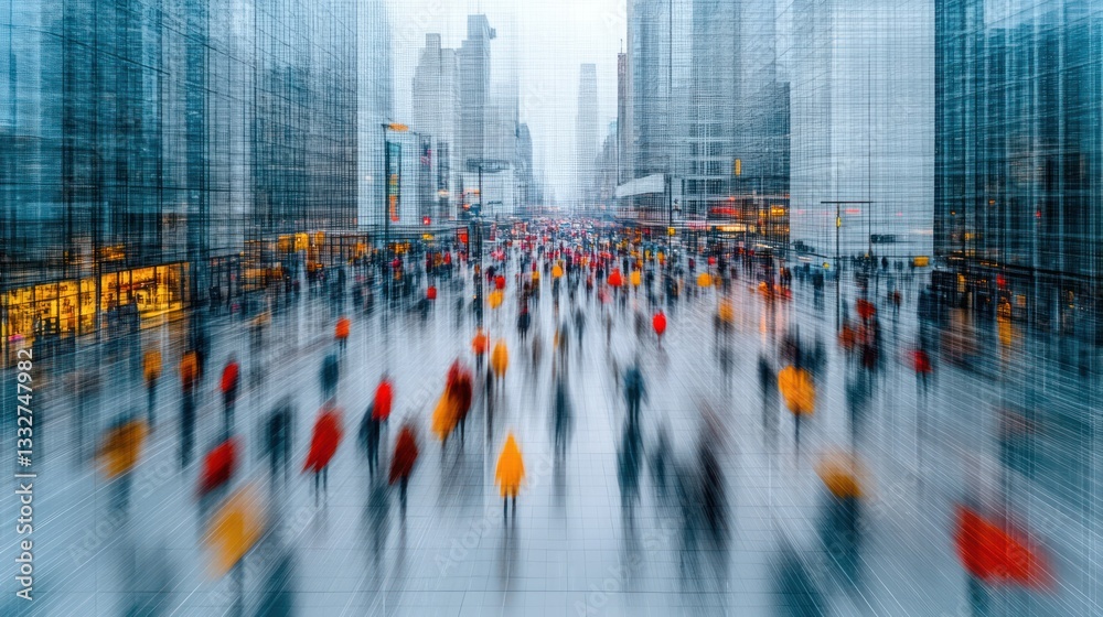 Obraz premium Blurred City Street, Motion, Urban Life, Megalopolis
