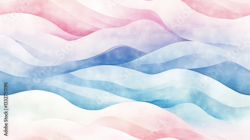 Gentle Seigaiha Waves Seamlessly Patterned in Soft Pastels of Pink, Blue, and White for Tranquil Backgrounds and Designs