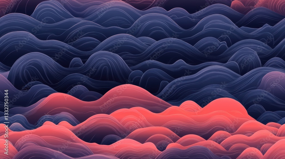 Obraz premium Seamless Seigaiha Waves Pattern with Gradient Colors in High Fidelity V2 for Abstract and Modern Design Applications