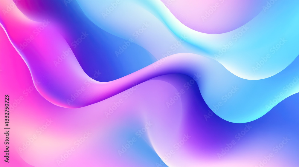 Obraz premium Vibrant abstract waves in pink and blue tones with smooth gradient
